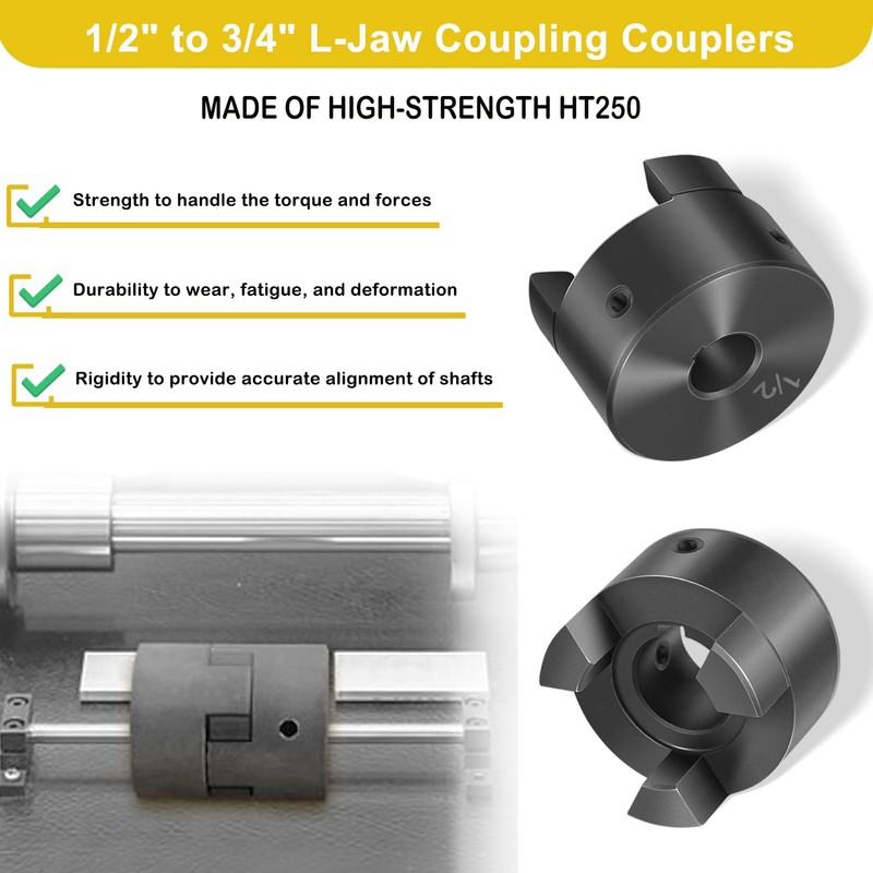 1/2" to 3/4" L075 Flexible 3-Piece L-Jaw Coupling Coupler Set