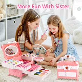 Kids Makeup Kit for Girl - Kids Toys Kid Make Up Set,Non Toxic & Washable Little Girls Toddler Toy, 66PCS Girl Toys Princess Play Makeup for Children Age 3-12 Years Old,Teen Christmas Birthday Gifts