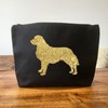Golden Retriever Make Up Bag, Black Canvas Pouch