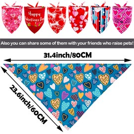 JpGdn 50PCS Big Valentines Day Dog Bandanas 33Inch Heart Lip Rose for Extra Large XL XXL Breed Dog Triangle Bibs Scarves for Boys and Girls Holiday Grooming Accessories
