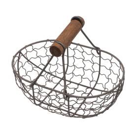 SHOWERORO 1pc Shopping Basket Snack Container Oval Basket Black Metal Basket Metal Fruit Bowl Rustic Gathering Baskets Egg Rack Holder Vegetable Container Storage Basket Egg Container Bread