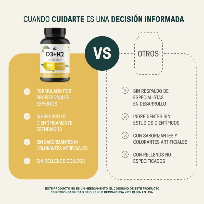 Suplemento Cápsula Life360 Life 360 K2d3 Almidón Maíz Vitaminas 480mg