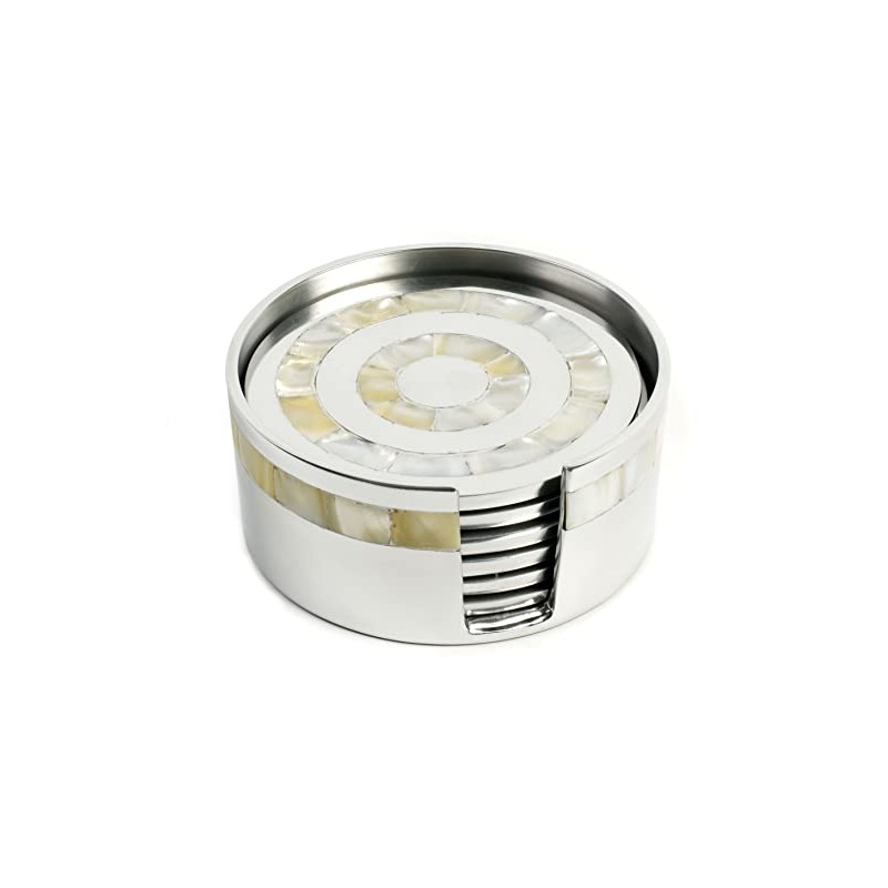 Baskerville & Sanders mother of pearl set of 6 round