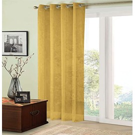 Nets At Home 1 x TRENT Plain Sheer Net Voile Curtain Panel Eyelet Ring Top Header - OCHRE - 72" (183cm) Drop