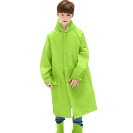 Muzeca Reusable Rain Ponchos for Children, Kids Raincoat with Sleeve,Emergency Rain Gear for Outdoor Camping Hiking Traveling Green X Large