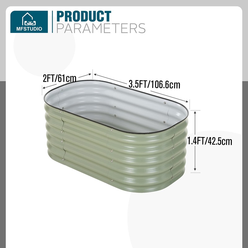 MFSTUDIO Galvanized Raised Garden Bed Kit Outdoor Planter Raised Beds