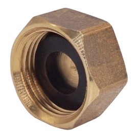 SKIR'CO Pack of 8 Brass 3/8 Inch Pipe Cap with Rubber Washer, Hose Caps Hexagon, Pipe Caps, BSP Female Thread, Sealing Cap