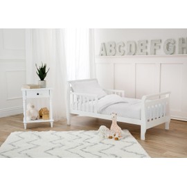 TL Care Minky Dot Chenille 4 Piece Toddler Bedding Set, White, for Boys and Girls