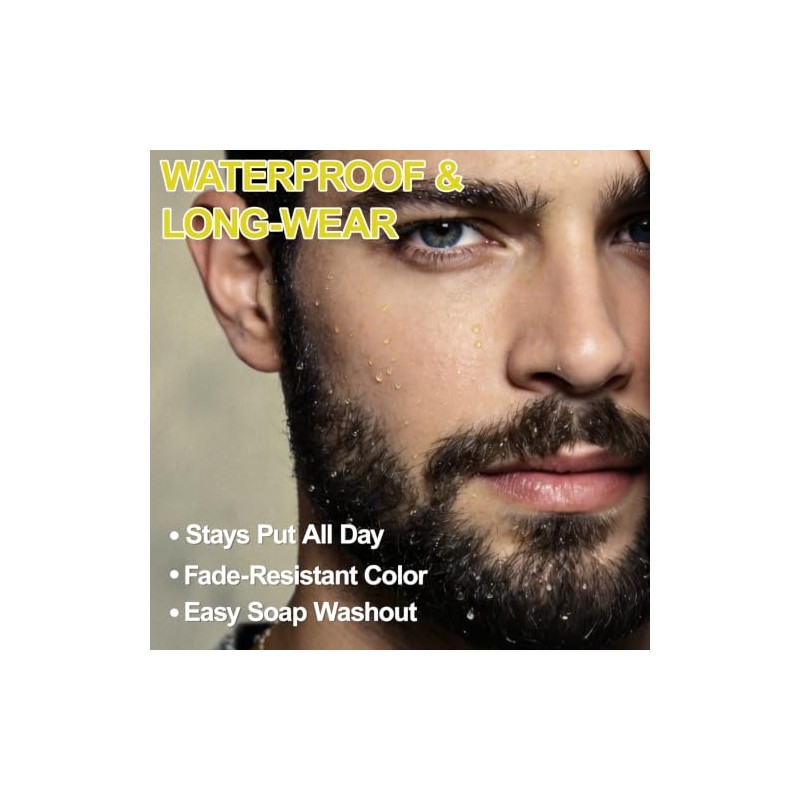 Erinde 2PCS Tinte Temporal para la Barba para Hombres, Cubre