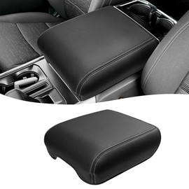 Funda para consola central para Ford F150 2021-2026, accesorios, de vinilo y cuero, protector de reposabrazos central, antiarañazos, costuras grises y negras, solo para asiento tipo cubo