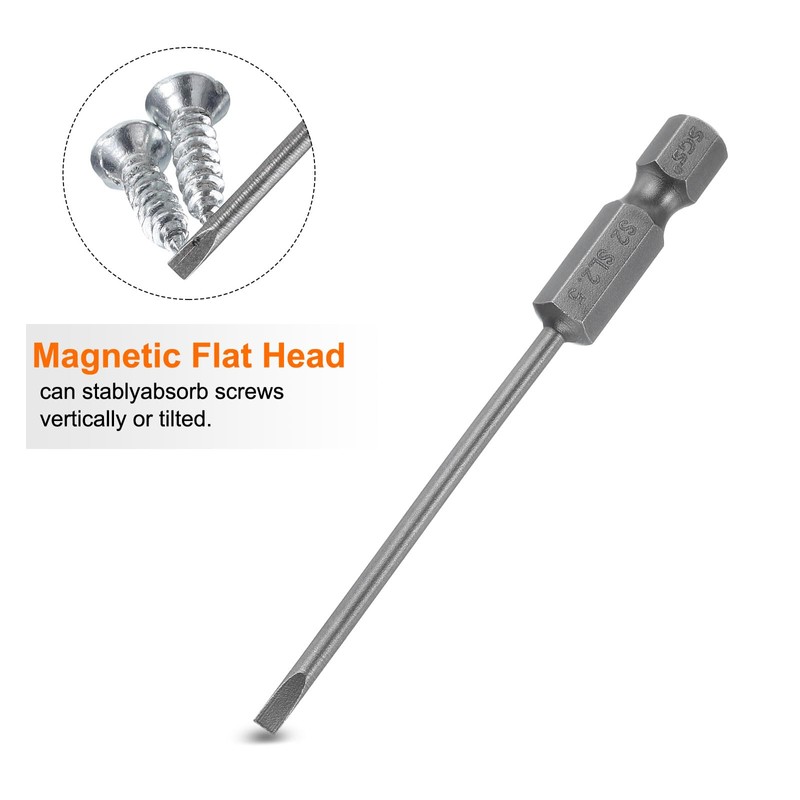 HARFINGTON SL2.5 Magnetic Slotted Screwdriver Bits 2.5mm S2 Steel Flat