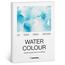7 Artists Premium Watercolour Paper A5 280 g - Made in EU - White 40 Sheets Watercolour Pad A5 - Watercolour Paper, Watercolour Paper, Colouring Pad A5 Thick Paper for Watercolour Painting,