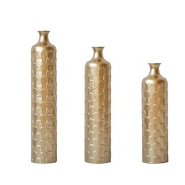 Decorative Metal Vases - Set of 3 White Glazed Vases Large Home Decor Centerpiece Display - 25.2"/29.33"/34.25" Tall
