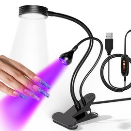 LXRFLBCJ UV LED Nail Lamp Dual-Headed Flash Cure Lamp UV Light for Gel Nails with Clip Portable Lamps for Nail Tech with Gooseneck Led Manicure Lights at Home Salon, Black