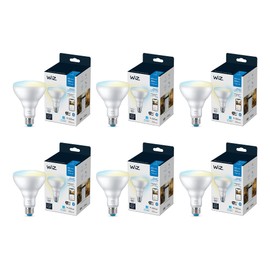WiZ 65W BR30 Tunable White LED Smart Bulb - Pack of 6 - E26- Indoor - Connects to Your Existing Wi-Fi - Control with Voice or App + Activate with Motion - Matter Compatible