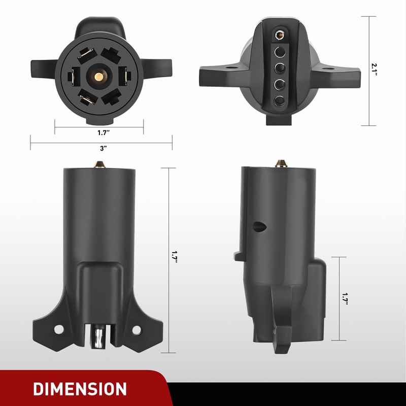 Nilight 7-Way to 5 Way Flat Blade Trailer Adapter