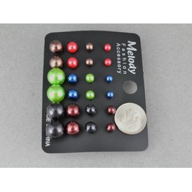 12 Pair Ball Stud Earrings Faux Pearl Bead Post Black Brown Green Blue Red Adorable Statement Jewelry Earrings for Women