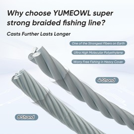 YUMEOWL 546YDS 40LB Fishing Line Braid, Ultra-Strong,Ultra-Thin Diameter,Test for Salt-Water,Abrasion Resistant,Braided Line, 4 Strand, Moss Green, 0.3MM
