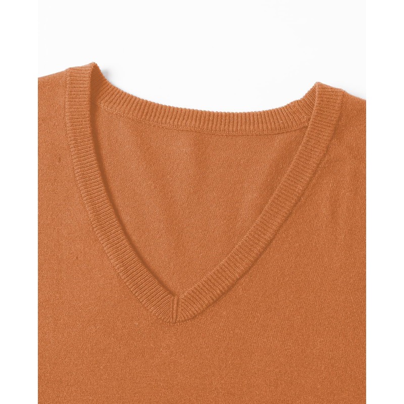 QUALFORT Sweaters for Women V Neck Long Sleeve Pullover Sweater