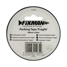 Fixman 191480 FRAGILE Packing Tape 48 mm x 66m , Red