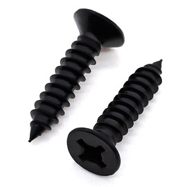 Glvaner #14 x 1-1/4 inch Stainless Steel Flat Phillips Drive Self Tapping Screws, Black Coated, 304 Stainless Steel 18-8, Flat Head Wood Screws Sheet Metal Tek Screws, 30 pcs