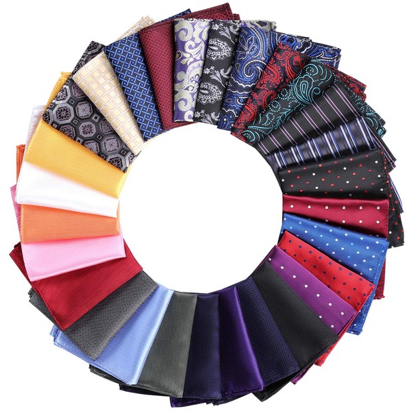 Jeatonge 28 Pack Pocket Squares for Men Men's Handkerchief Mens
