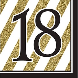 Pack of 192 Gold and White Striped with Black"18" and Border 2-Ply Party Lunch Napkins