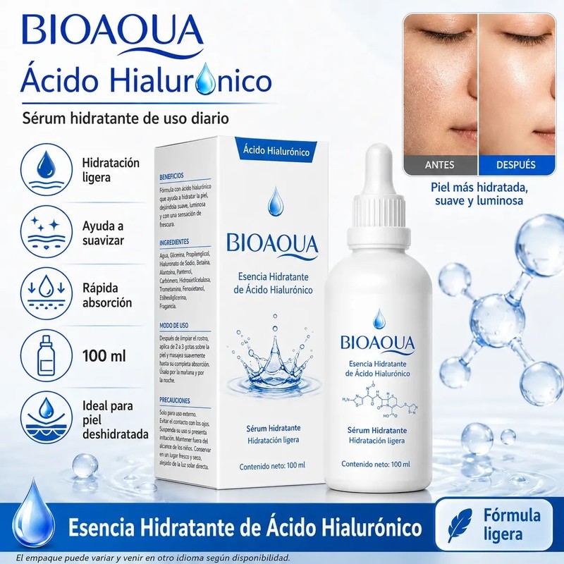 Bioaqua 100 Ml Sérum Ácido Hialurónico Facial Hidratante