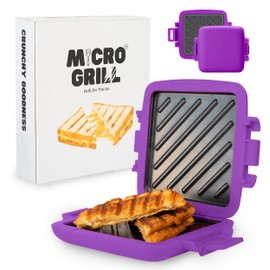 Micro Grill | Microwave Sandwich Maker - Grilled Cheese Munchy - Toastie Maker - Panini Press - Travel Sandwich Maker (Purple)