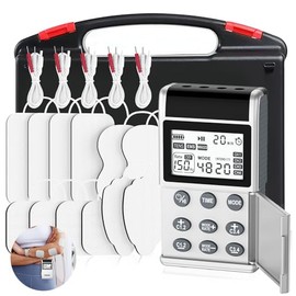 48 Mode TENS Electroestimulador Muscular Profesional ,con 4 Canales y 20 Intensidades Independientes Electrodos para Fisioterapia,Aparato para Masajes Musculares con Multimodo,con 12 Almohadillas de Electrodos