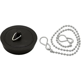 fiXte Replacement Sink Plug Shower Bath Black 45mm (1 3/4") Plug with 450mm (18") Chain or 38mm (1 1/2") Plug with 300mm (12") Chain (18" Chain - 45mm Plug)