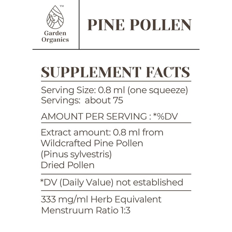 Pine Pollen Alcohol-Free Natural Tincture Extract, Immune System Booster, Liquid