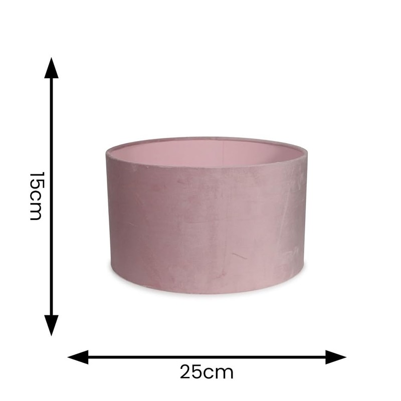 MiniSun | Small Modern Blush Pink Velvet Drum Light Shade