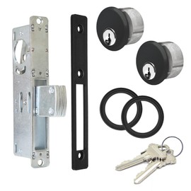Storefront Door | Commercial Door | Aluminum Door | Mortise Lock Deadbolt Lock with Keys | Double Keyed Cylinder Combo, 1-1/8" Backset, Available in Aluminum and Duronotic Finishes (DU)