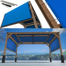 ShadeMart 95% Pergola Sun Shade 11' W x 21' L Blue Outdoor Canopy Replacement Cover with Grommets and Stainless Steel Weighted Rods for Patio, Backyards, Carport, Garden (We Make Custom Size)