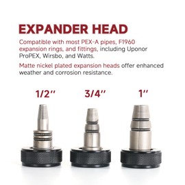 ZUVER PEX-A Expander Tool Kit with 3 Self-Rotary Matte Nickel Plated Expansion Heads (1/2", 3/4", 1") – Includes PEX Cutter, Meets ASTM F1960 Standard, for Plumbing, HVAC, and PEX Fittings