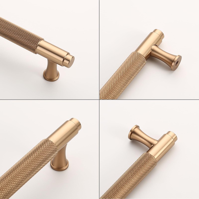 9BUILD 10 Pack Knurled Cabinet Pulls 5 Inch Champagne Bronze