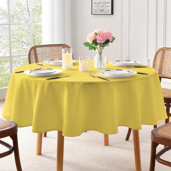 Amussent Round Tablecloth Water Resistant Table Cloth Wrinkle Free Stain