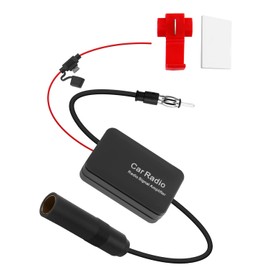 Antennenverstärker Autoradio 12V, Universeller Autoradio Antennenverstärker für Autoantenne mit Verstärker, 25dB, Rauschunterdrückung, FM Signalverstärker mit Klebepad und Stromanschluss