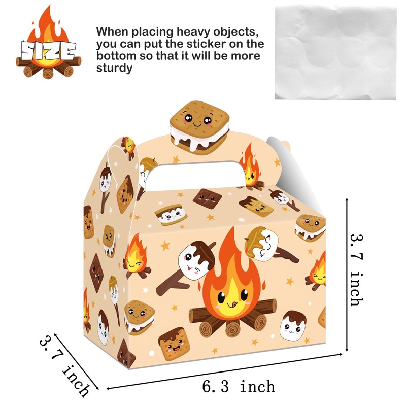 S'mores Treat Boxes 12pcs Cute Campfire Themed Party Favor Boxes