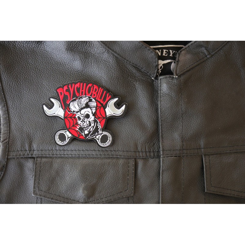 Ivamis Psychobilly Skull and Wrenches Patch - 4.5x3.5 inch -