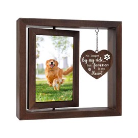 Sporgo Wooden Picture Frame Dog Cat 3D Picture Frame with 2 Photos 360° Rotatable Wooden Picture Frame Dog and Cat Memorial Photo Frame for Dogs or Cat Owners (23 x 20.5 cm)