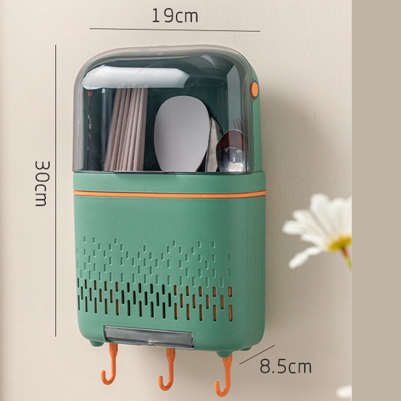Wall Mounted Chopstick Holder Multifunctional Dustproof Drainage Kitchen Utensil Organizer
