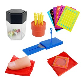 6Pcs Easy to Use Magic Tricks Set with Tutorial Video,Bomb Dice, Cards Illusion, Magic Coin Tunnel - Perfect Beginner Magician Props, Ideal Gift for Christmas & Birthday