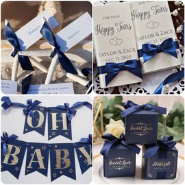 Navy Blue Ribbon 1-1/2 Inch, 25 Yards Dark Blue Satin Ribbon for Flower Bouquets, Crafting, Gift Wrapping, Bows Making, Graduations, Wedding Invitations, Christmas Trees Decorations