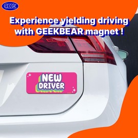 GEEKBEAR [Signature] New Driver Magnet for Car - Rainbow Line - Rectangular 8.7 x 3.5 in (1, Pink)