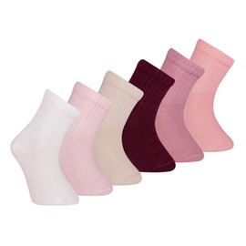 Petit Minou Bella Seamless-Toe Crew Socks, Cotton, Newborn Baby Infants Toddlers Kids Boys Girls Crew Socks (6-Pack) (US, Age, 2 Years, 3 Years, Rose)