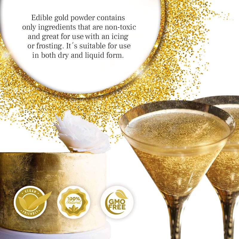 Gold Edible Glitter for Cakes 10g – Gold Dust for