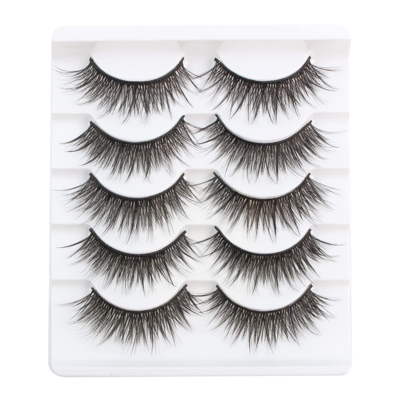 3D False Eyelashes Natural Look Artificial Eyelashes 5 Pairs Wispy