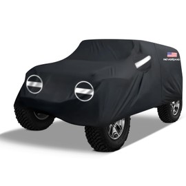 NEVERLAND Car Cover for Jeep Wrangler 2 Door Waterproof Car Covers, All Weather Protection Jeep Sun Rain Protection for Wrangler 2 Door Fits JK JL 2007-2025 Outdoor Covers Black with Door Zipper